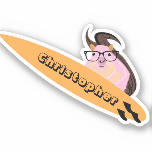 Naughty Squirrel #136 Surfing Sticker (Voorkant)