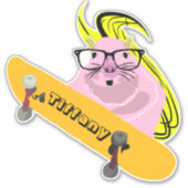 Naughty Squirrel #147 Skateboarding Sticker (Voorkant)