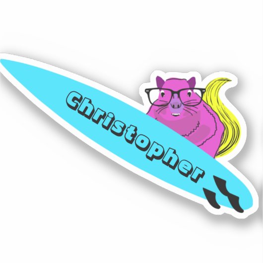 Naughty Squirrel #151 Surfing Sticker (Voorkant)