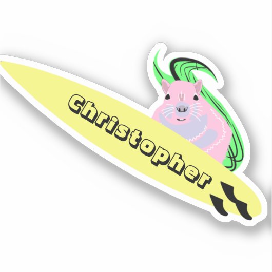 Naughty Squirrel #173 Surfing Sticker (Voorkant)