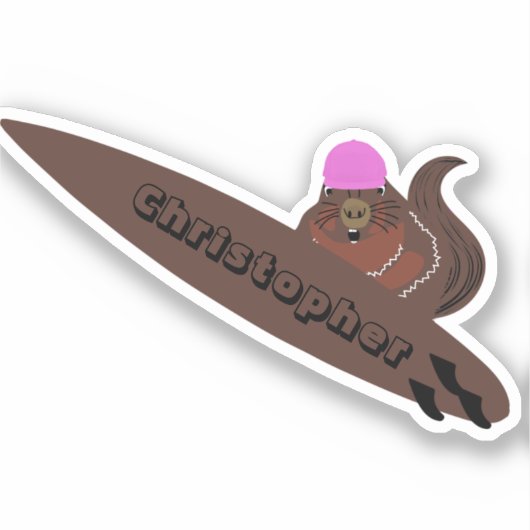 Naughty Squirrel #174 Surfing Sticker (Voorkant)