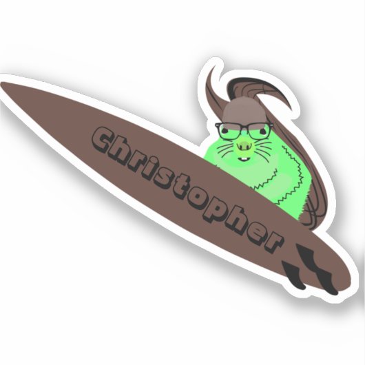 Naughty Squirrel #178 Surfing Sticker (Voorkant)