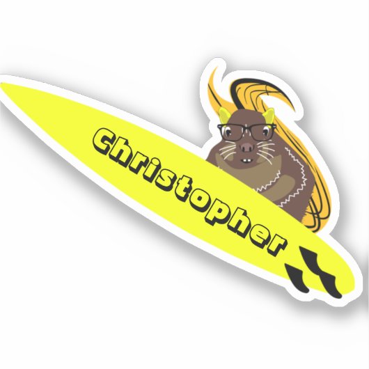 Naughty Squirrel #185 Surfing Sticker (Voorkant)