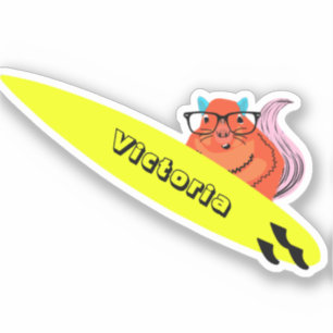 Naughty Squirrel #1892 Surfing Sticker