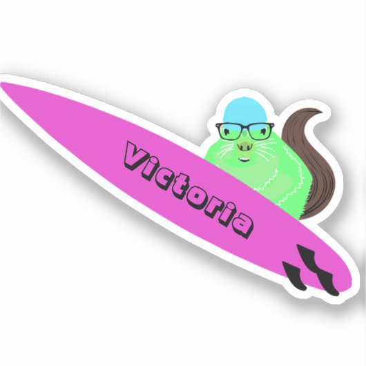 Naughty Squirrel #1927 Surfing Sticker (Voorkant)