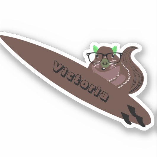 Naughty Squirrel #1951 Surfing Sticker (Voorkant)