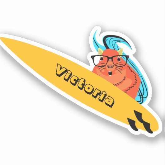 Naughty Squirrel #1970 Surfing Sticker (Voorkant)