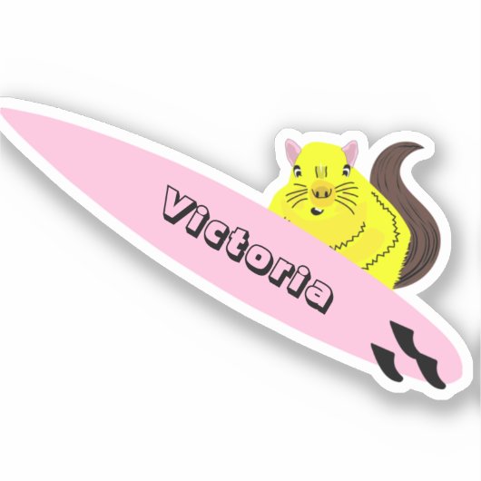 Naughty Squirrel #2109 Surfing Sticker (Voorkant)