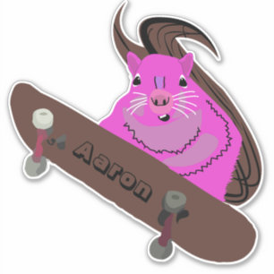 Naughty Squirrel #212 Skateboarden Sticker