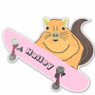 Naughty Squirrel #223 Hailey Skateboarding Sticker