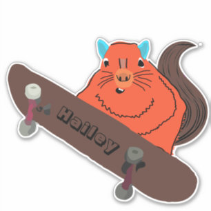 Naughty Squirrel #232 Hailey Skateboarding Sticker