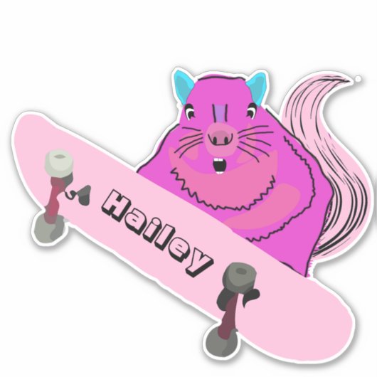 Naughty Squirrel #274 Hailey Skateboarding Sticker (Voorkant)