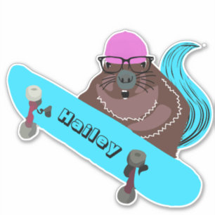 Naughty Squirrel #282 Hailey Skateboarding Sticker