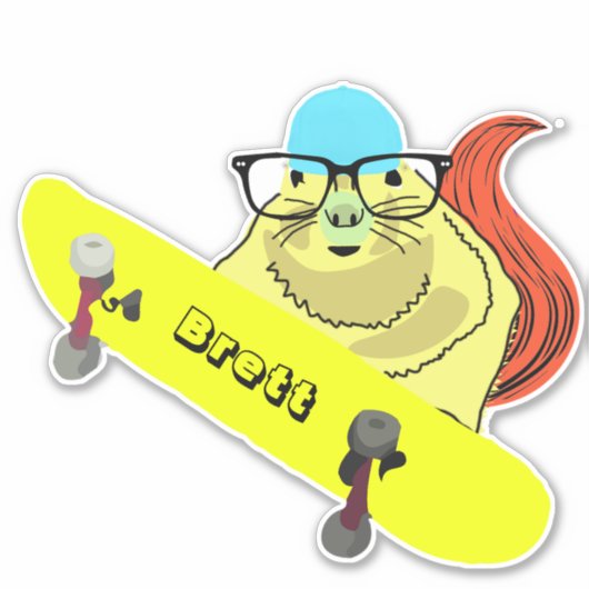 Naughty Squirrel #295 Brett Skateboarding Sticker (Voorkant)