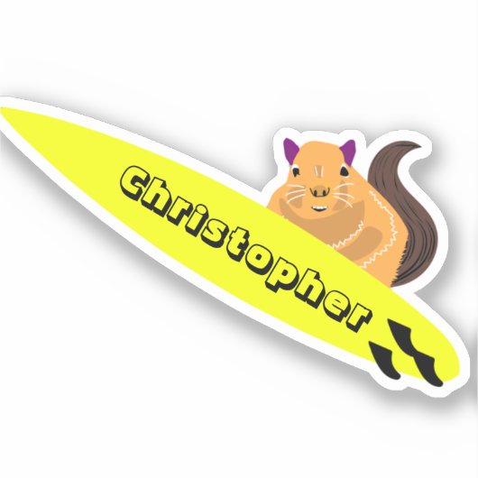 Naughty Squirrel #351 Surfing Sticker (Voorkant)