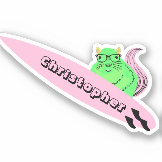 Naughty Squirrel #361 Surfing Sticker (Voorkant)