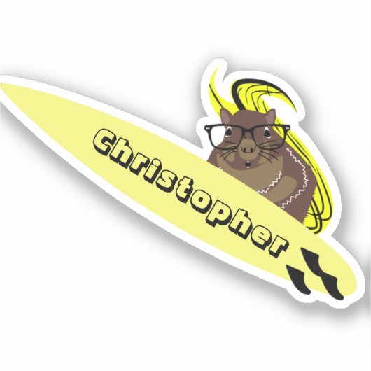 Naughty Squirrel #370 Surfing Sticker (Voorkant)