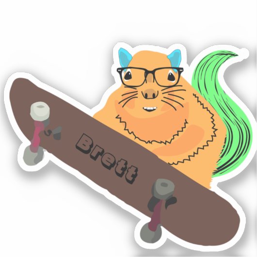 Naughty Squirrel #442 Brett Skateboarding Sticker (Voorkant)