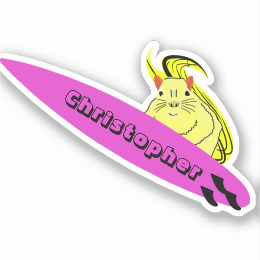 Naughty Squirrel #527 Surfing Sticker (Voorkant)