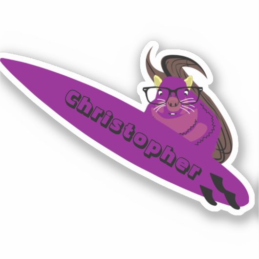 Naughty Squirrel #570 Surfing Sticker (Voorkant)