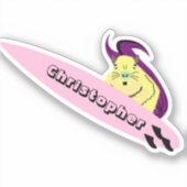 Naughty Squirrel #579 Surfing Sticker (Voorkant)