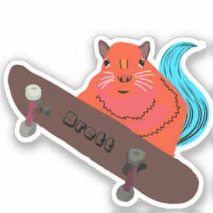 Naughty Squirrel #611 Brett Skateboarding Sticker