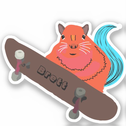 Naughty Squirrel #611 Brett Skateboarding Sticker (Voorkant)
