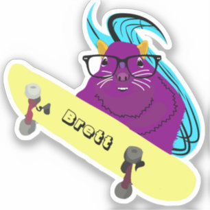 Naughty Squirrel #654 Brett Skateboarden Sticker
