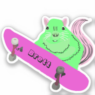 Naughty Squirrel #674 Brett Skateboarden Sticker