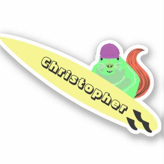 Naughty Squirrel #697 Surfing Sticker (Voorkant)