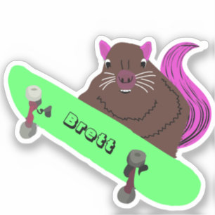 Naughty Squirrel #708 Brett Skateboarding Sticker