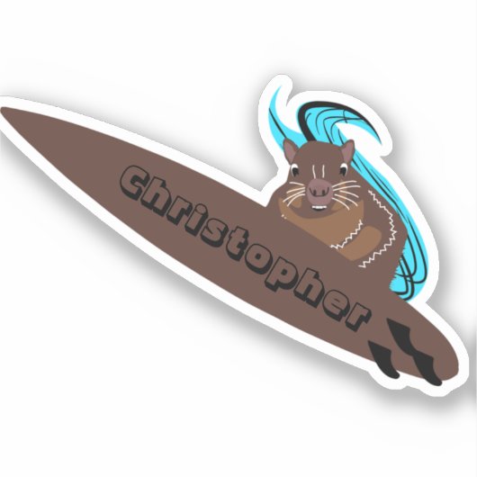 Naughty Squirrel #736 Surfing Sticker (Voorkant)