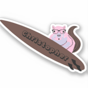 Naughty Squirrel #878 Surfing Sticker