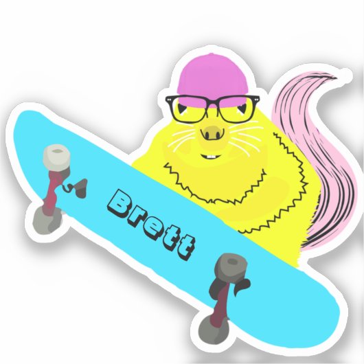 Naughty Squirrel #893 Brett Skateboarding Sticker (Voorkant)