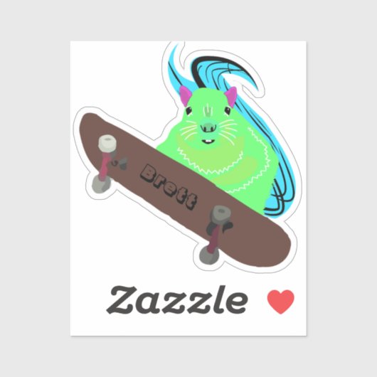 Naughty Squirrel #903 Brett Skateboarding Sticker (Vel)