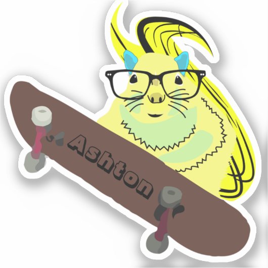 Naughty Squirrel #962 Schaats Aangepaste naam Sticker (Voorkant)