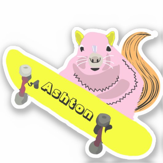 Naughty Squirrel #968 Schaats Aangepaste naam Sticker (Voorkant)