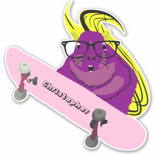 Naughty Squirrel #96 Skateboarden Sticker (Voorkant)