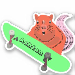 Naughty Squirrel #972 Schaats Aangepaste naam Sticker