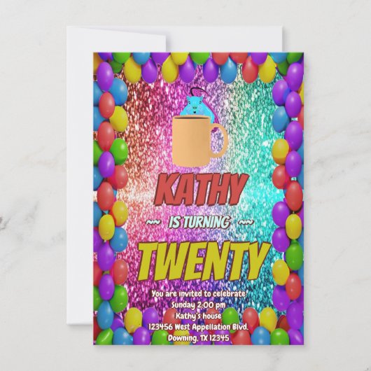 Naughty Squirrel Café Anniversaire Invitation de f (Devant)