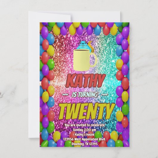 Naughty Squirrel Café Anniversaire Invitation de f (Devant)