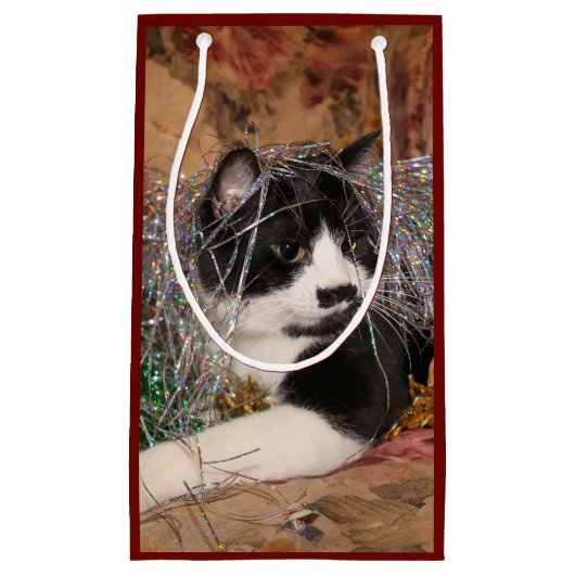 Naughty tuxedo kat Kerstmis Klein Cadeauzakje (Voorkant)