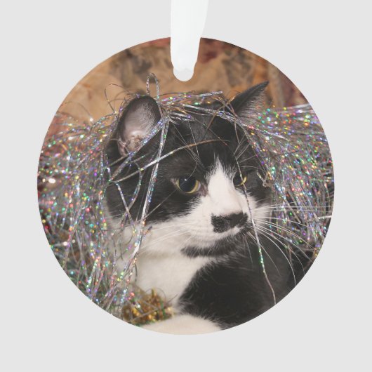 Naughty tuxedo kat Kerstmis Ornament (voorkant)