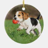 Naughty Waterverf Beagle Dog Photo Memory Keramisch Ornament (Achterkant)