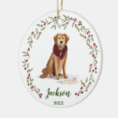 Naughty Waterverf Golden Retriever Photo Memory Keramisch Ornament (Links)