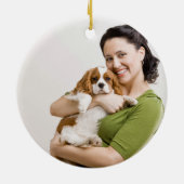 Naughty Waterverf Spaniel Dog Photo Memory Keramisch Ornament (Achterkant)