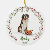 Naughty Waterverf St Bernard Dog Photo Memory Keramisch Ornament (Voorkant)