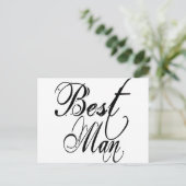 Naughy Grunge Script - Best Man Black Briefkaart (Staand voorkant)