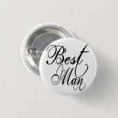 Naughy Grunge Script - Best Man Black Ronde Button 3,2 Cm (Voorkant /achterkant)