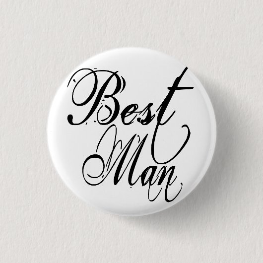 Naughy Grunge Script - Best Man Black Ronde Button 3,2 Cm (Voorkant)